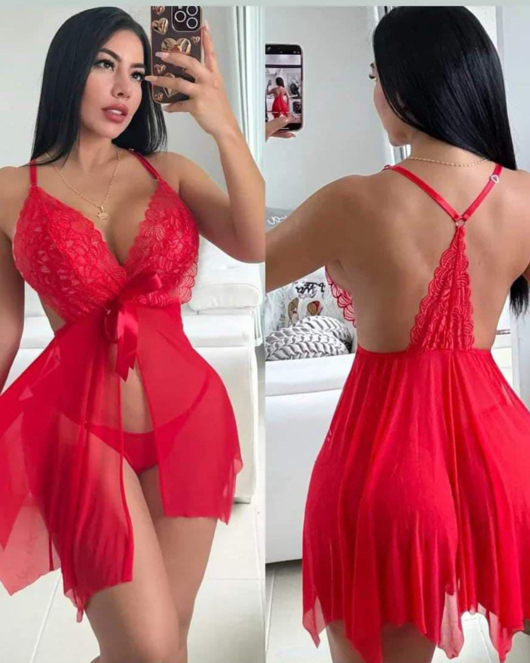 BABY DOLL MONTENEGRO🫦ENCAJE FINO Y TOQUE IRRESISTIBLE😍